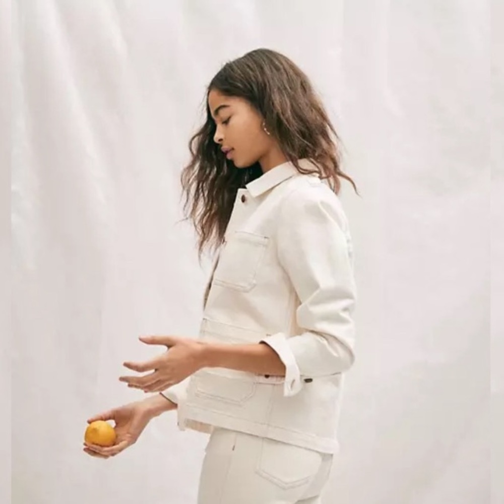 Madewell white denim Ashwood chore jacket in Cloud Lining (small)